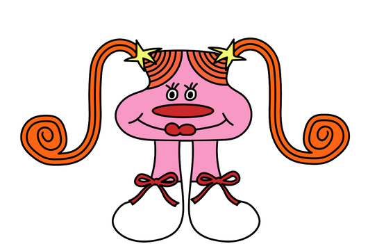 Kiki wearing spiral pigtails